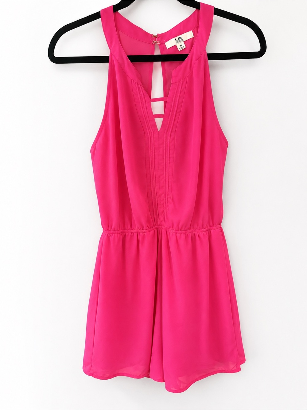 YA Los Angeles Hot Pink Sleeveless Romper | Size Medium | Cutout Neckline